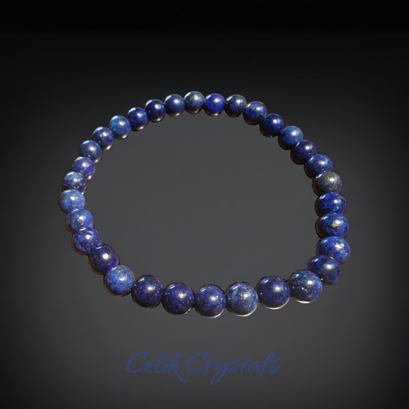 Lapis Lazuli Bracelet Authentic Stones 6mm Unisex - Picture 5 of 5